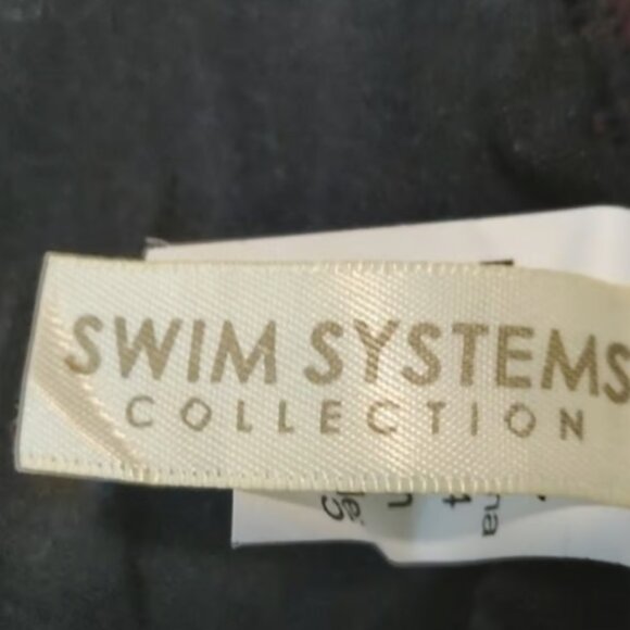 Swim Systems Black Maroon Swimsuit Bikini Top Halter Size SML NWT #M-366 - Picture 4 of 8